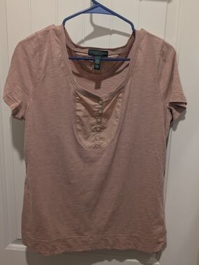 Lauren Ralph Lauren Dusty Rose Short-Sleeve Henley Tee